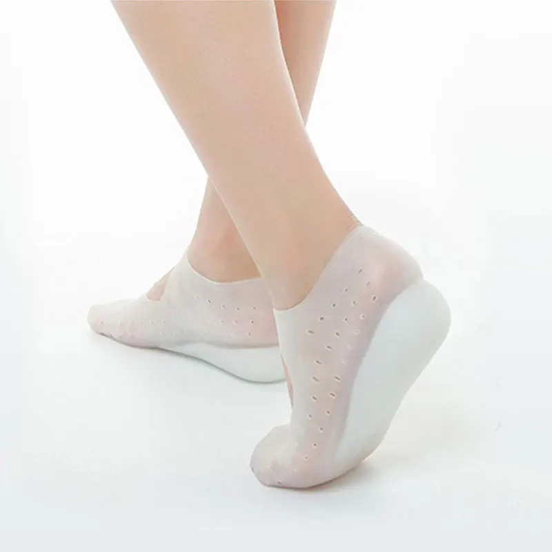 Горячие унисекс невидимые увеличивающие рост носки пятки колодки силиконовые стельки массаж ног - Цвет: clear