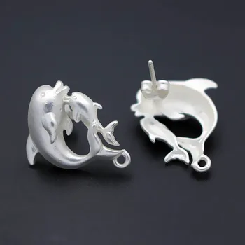 

10 pairs Dangle Earrings Making Accessories Dolphin Mother and Son Earrings Connectors Linker Charms Matte Gold Silver color DIY