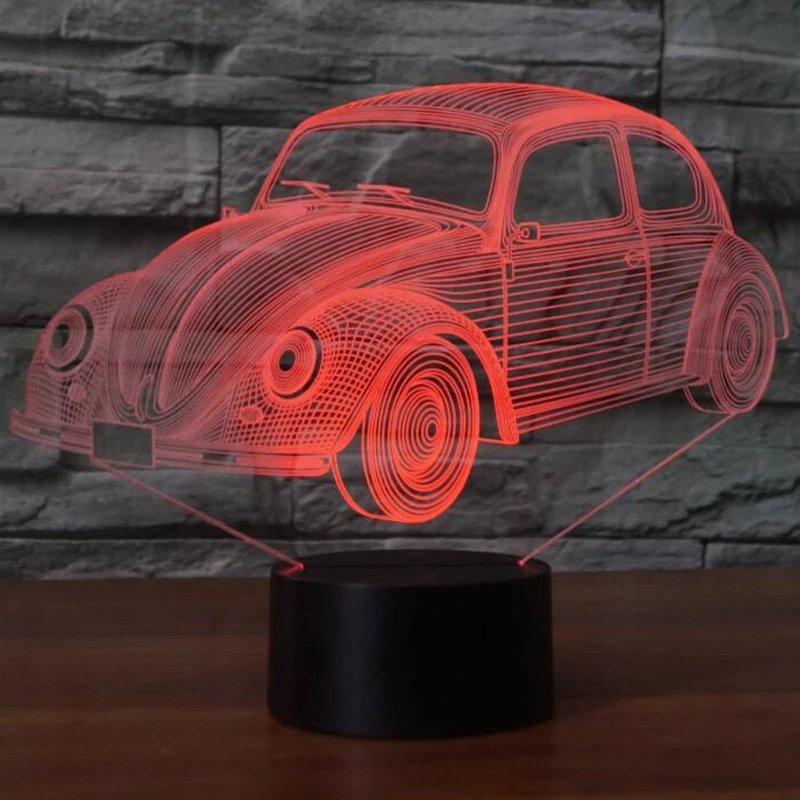 Модель автомобиля 7 цветов лампа 3d визуальные светодиодные ночники для детей сенсорный Usb Настольный Lampara Lampe детский ночник для сна