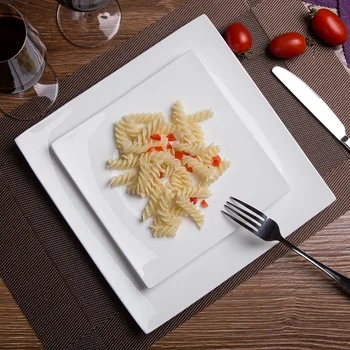 

Jingdezhen Ceramic Pure White Lead-free Dish Bone China Square Dishes Steak Western Food Main Course Ceramica Plate Tableware