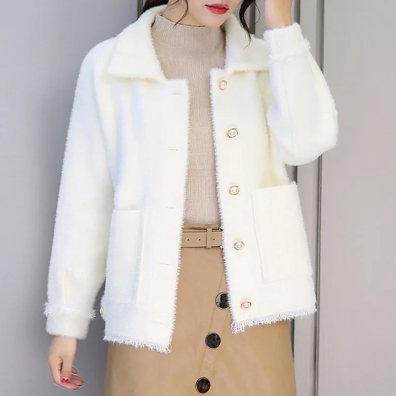 

Autumn Women Clothes New Style Short Tasseled Mink Woolen Sweater Jacket Korean Version Knitted Cardigan Fur Coat