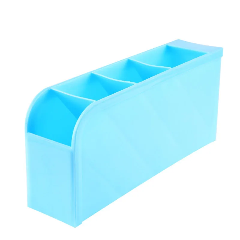 1 шт. пластиковая настольная коробка для хранения, 4 сетки, ручка, посуда, органайзер, коробка для хранения косметики, отделочная коробка, аксессуары для дома - Цвет: Синий
