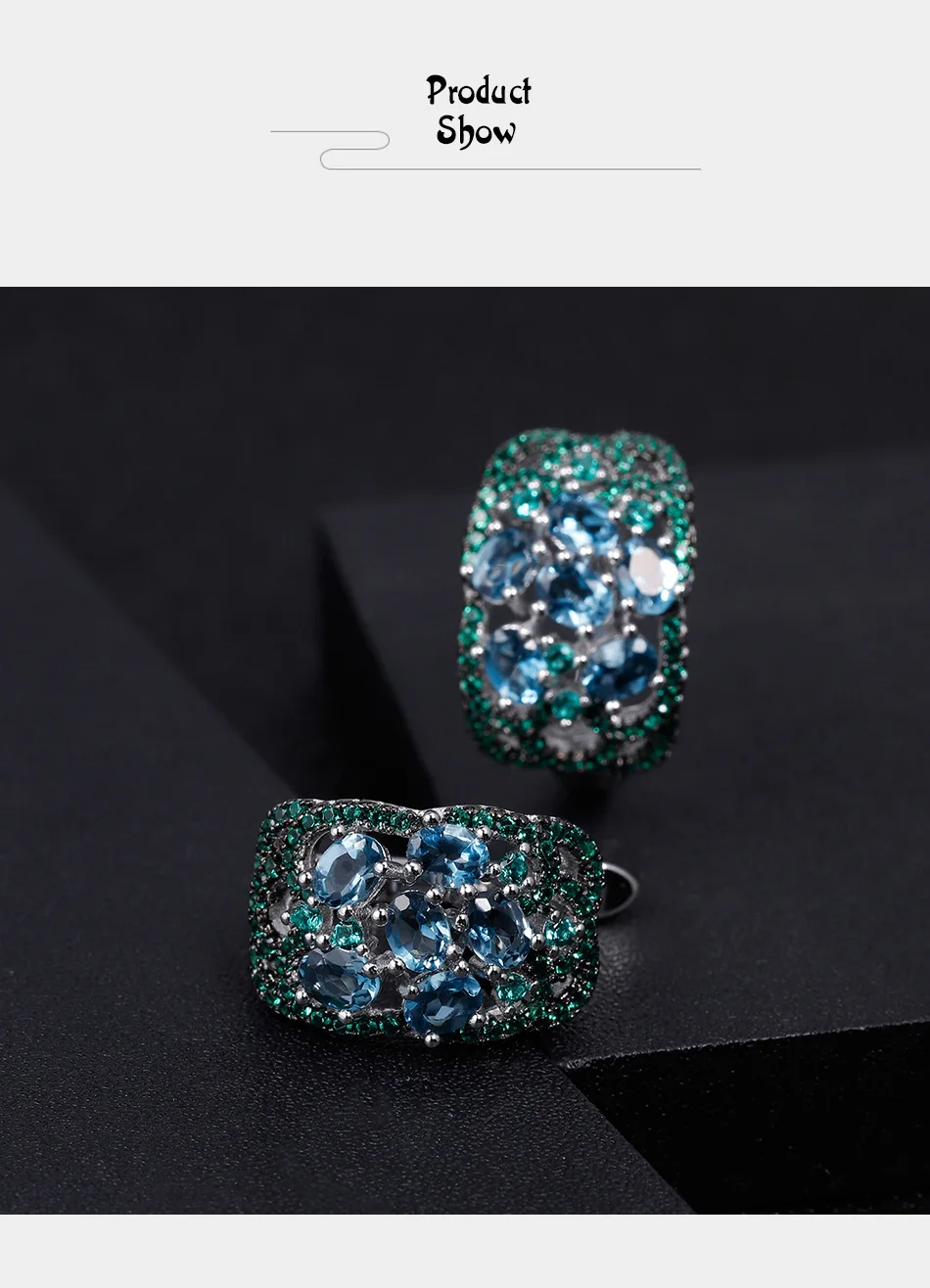 GEM'S BALLET 2.5Ct натуральный Лондон Голубой топаз Камень Серьги 925 пробы серебряные Винтажные серьги для женщин хорошее ювелирное изделие
