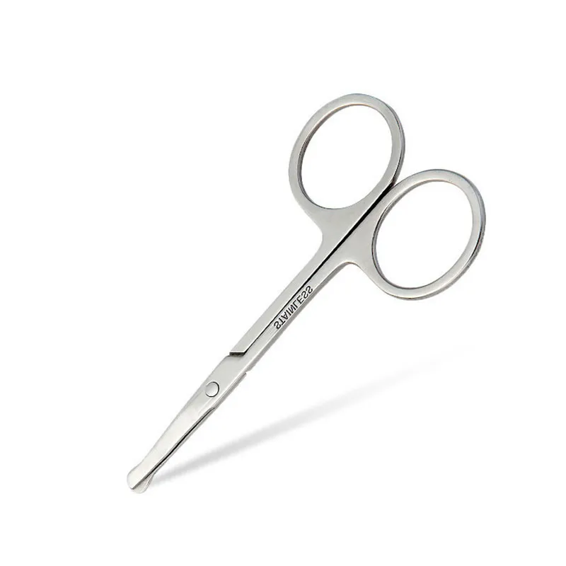 1pc Stainless Steel Portable Round Head Curved Mustache Nose Ear Hair Remover Scissor Trimmer Safety Eyebrow Beauty Scissors 2