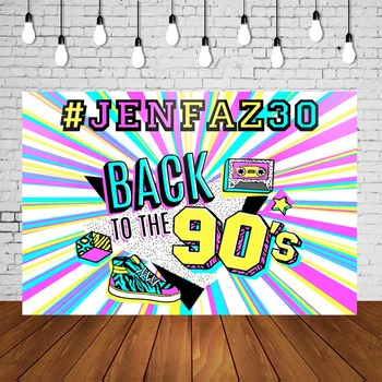 

Back To The 90's Backdrops Personalize Birthday Party Background 90s Scene Setter Decors Neon Color Banner Photography Poster