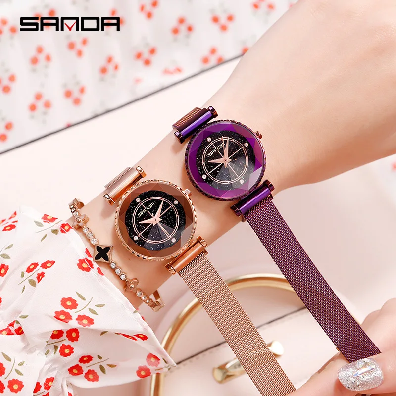 

SANDA Women Watch Fashion Quartz Lady Mesh Belt Quartz Wristwatches Women Fashion Wrist Watch gift set for women women
