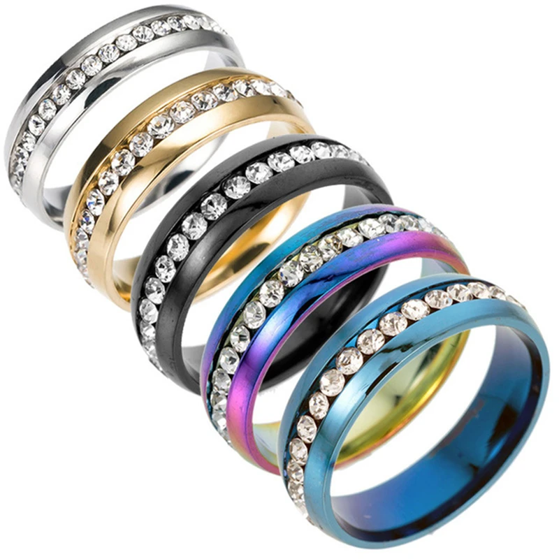 Gold-color Wedding Bands Ring for Women Men Jewelry Lucky ring 6mm Stainless Steel Engagement Anniversary Gift | Украшения и