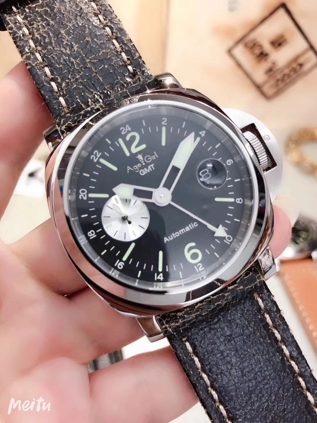 

Luxury Brand New Men Automatic Mechanical Sapphire Stainless Steel Watches Silver GMT Black Brown Leather Luminous Watch Limited