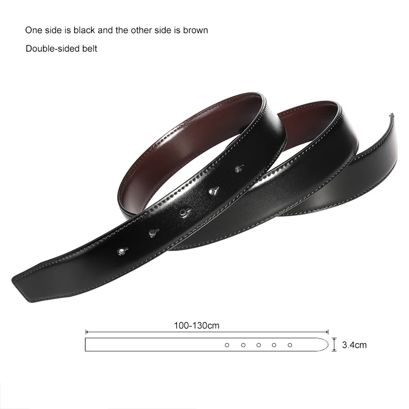 MEDYLA natural leather belt without buckle DIY assembly two sides available business belt for men m