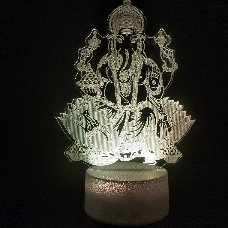 3d лампа Ganesha на батарейках меняющая цвет с пультом дистанционного управления