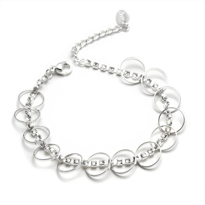 Stainless Simple Sparkling Galaxy Zircon Circle Bracelet Plated Steel Gift For Women Gothic Accessories On The Hand Jewelry | Украшения и