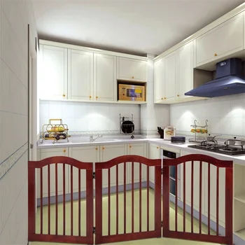 

3 Panels Folding Freestanding Stylish Sturdy Smooth Wood Pet Dog Safety Gate Fold Free-standing 360 Degrees Rotate PS7085