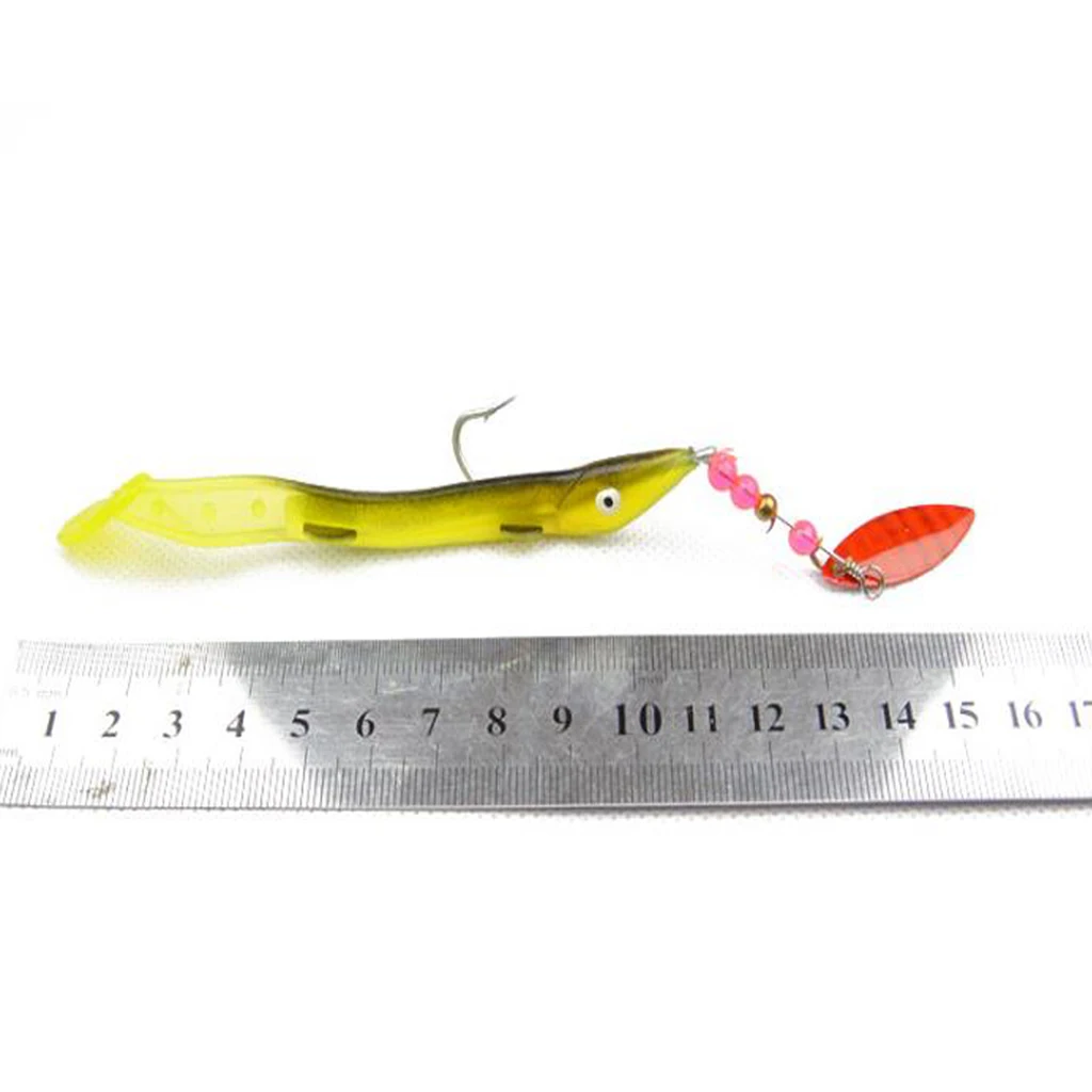 1 Piece 3D eyes Soft Fishing Lure T Tail Fishing Bait Sequin Spinnerbait Crankbait Replacement Tackles for Fishing Lovers