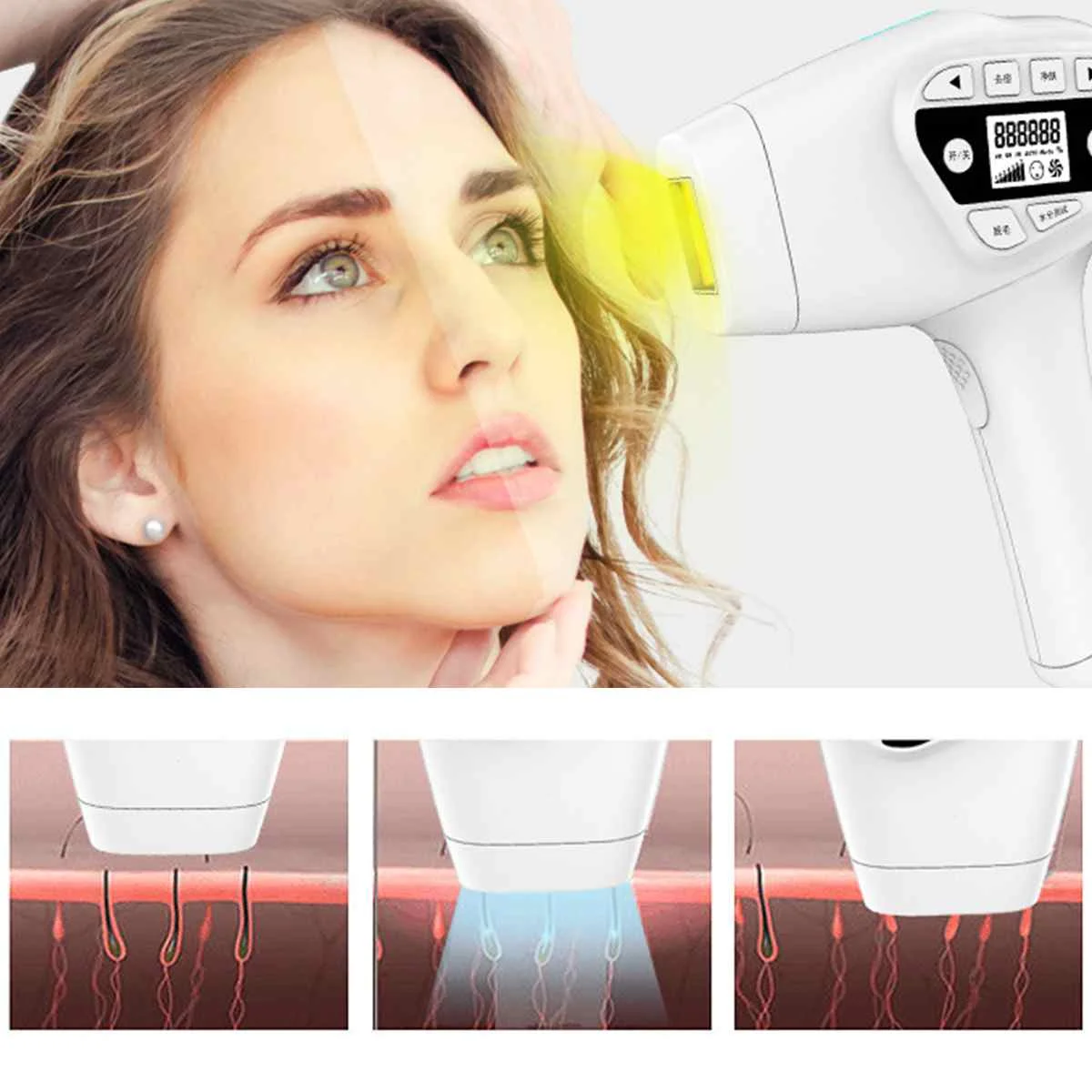 1500000 вспышка Перманентный лазерный эпилятор точка замораживания лазерный инструмент для удаления волос лазерный эпилятор для лица подмышка удаление волос