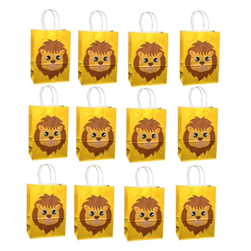 Вечерние тарелки с изображением короля льва, золотые вечерние украшения для душа, чашки короля льва, тарелки короля льва, вечерние украшения - Цвет: Gift bag 12pcs