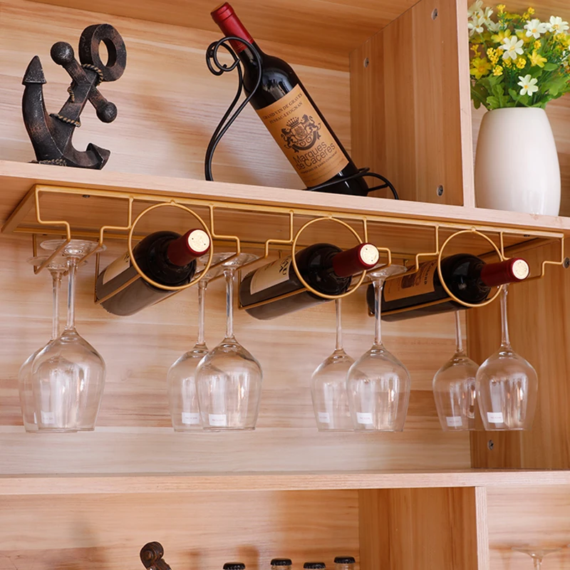 Estante de vidrio colgante para el hogar, soporte para copas de vino, Bar, estante de almacenamiento, colgador europeo, de Bar|Botelleros| - AliExpress