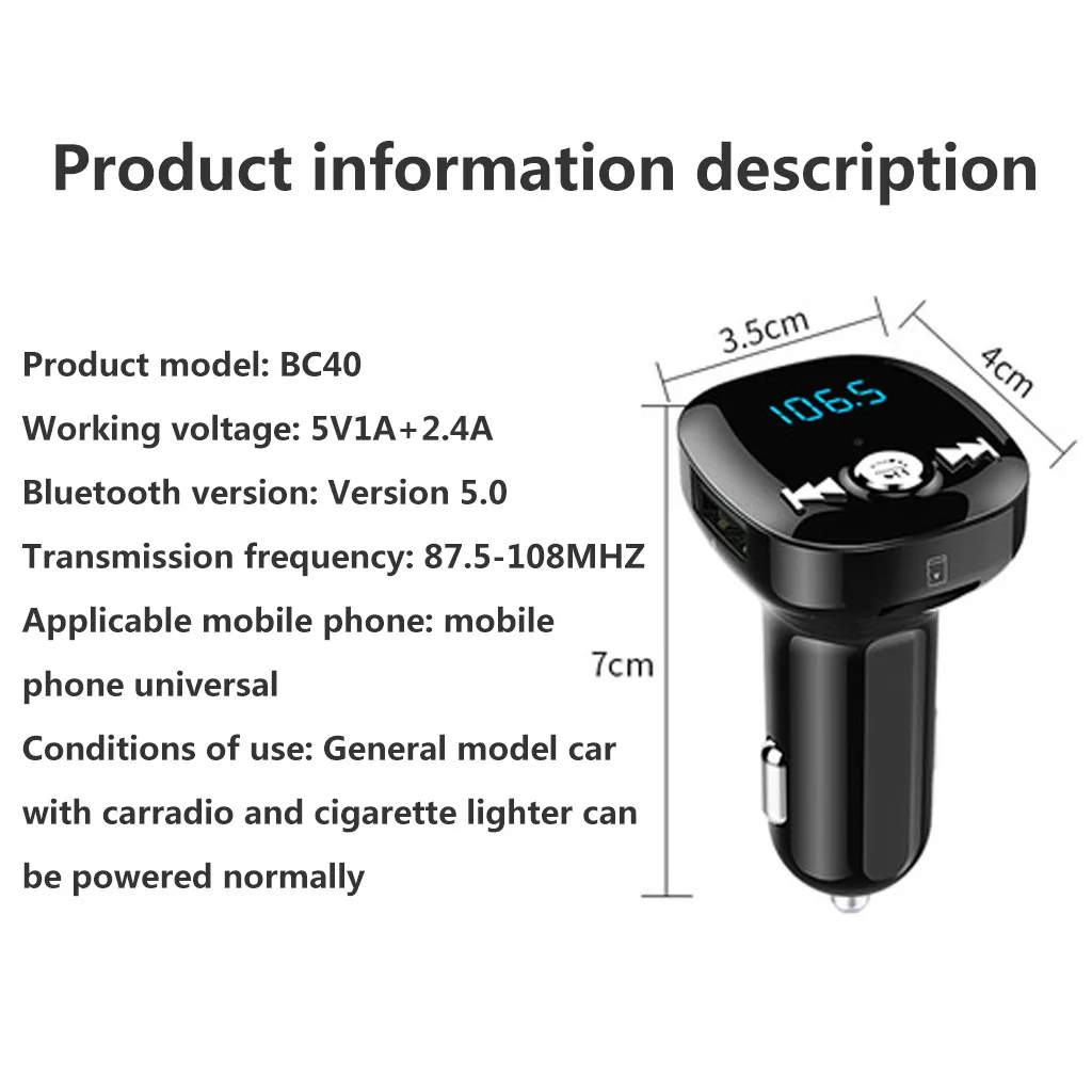 Kongyide автомобильный Зарядное устройство Беспроводной Bluetooth гарнитуры автомобильный FM трансмиттер MP3 плеер Dual 5 V/2.4A USB Зарядное устройство