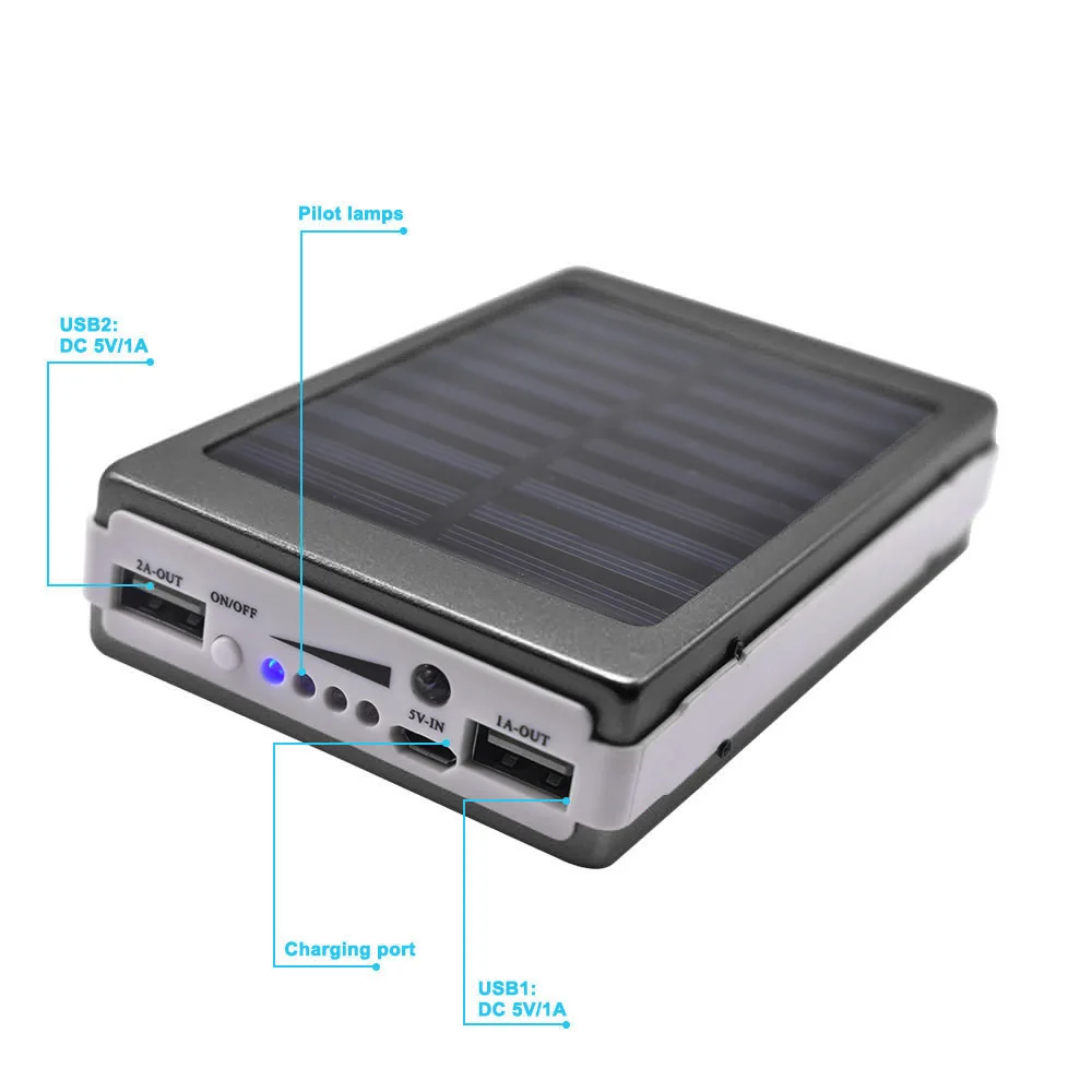 Портативное солнечное зарядное устройство 20000 мАч Bateria Externa Portatil Dual USB светодиодный внешний мобильный телефон зарядное устройство резервного питания