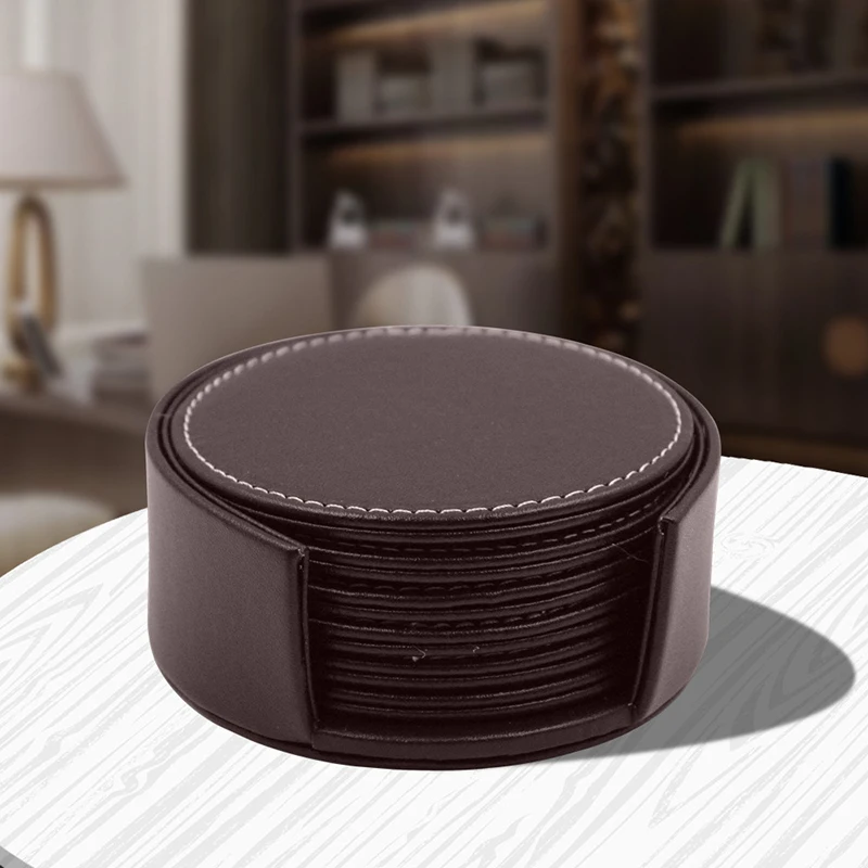 Кожа PU coasterkitchen модная кофейная чашка, изоляционная подкладка, подставка под стол, украшение с держателем, защитная мебель N