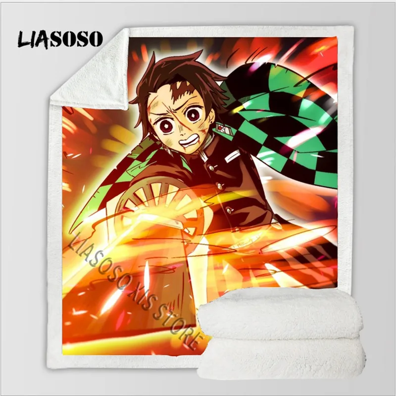 Постельные принадлежности одеяло 3D принт аниме Kimetsu no Yaiba шерпа флисовое Покрывало Диван тонкое одеяло путешествия Пикник Туризм одеяло s - Цвет: 9