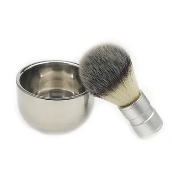 

2 in 1 Stainless Steel Shaving Bowl with Luxury Shaving Brush Men's Shaving Set Facial Clean Tools
