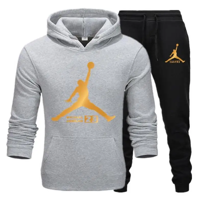 Новинка, мужские толстовки, костюм, флисовый, теплый, Jordan 23, спортивный костюм, Мужская толстовка, костюм с капюшоном+ спортивные штаны, для бега, Homme, с капюшоном, спортивный костюм XXL - Цвет: 6