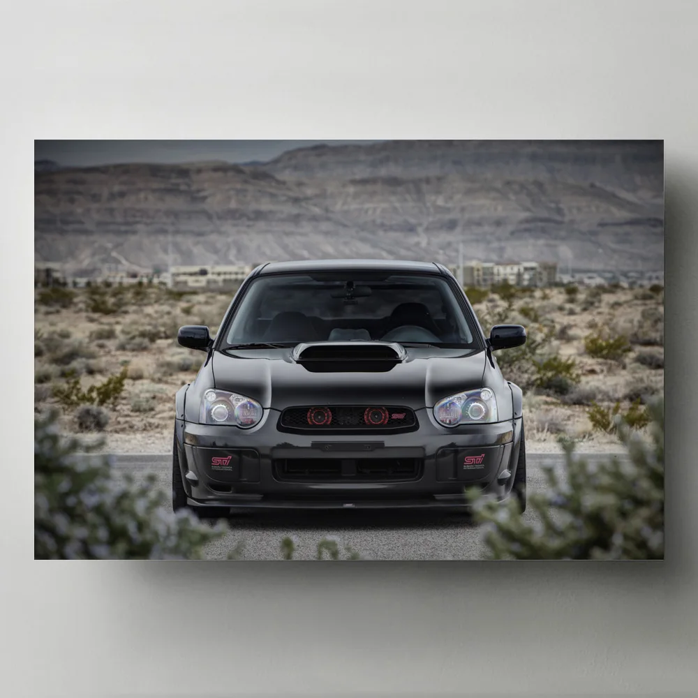 現代アート装飾絵画スバルインプレッサ Wrx Sti フロント黒車の壁絵キャンバスポスターやプリントリビングルームのインテリア 絵画 書道 Aliexpress