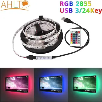 

USB SMD 2835 RGB LED Strip DC5V Mini 3Key 24Key Flexible Light Lamp Christmas Desk Decor Screen TV Background Lighting Neon Sign