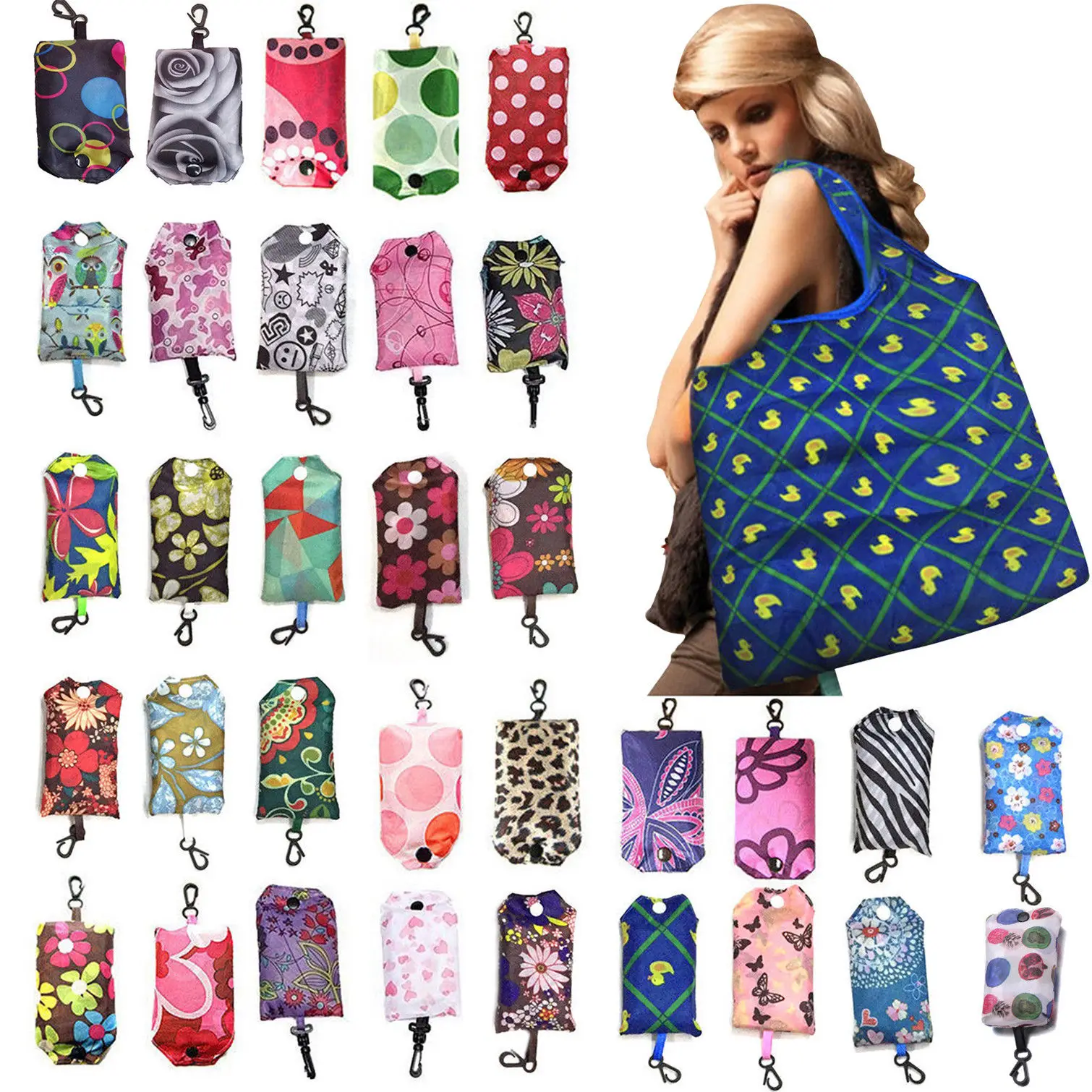 

1 Piece Foldable Handy Shopping Bags Reusable Tote Pouch Recycle Storage Handbags Supermarket Reusable Shopping Bag Random Color