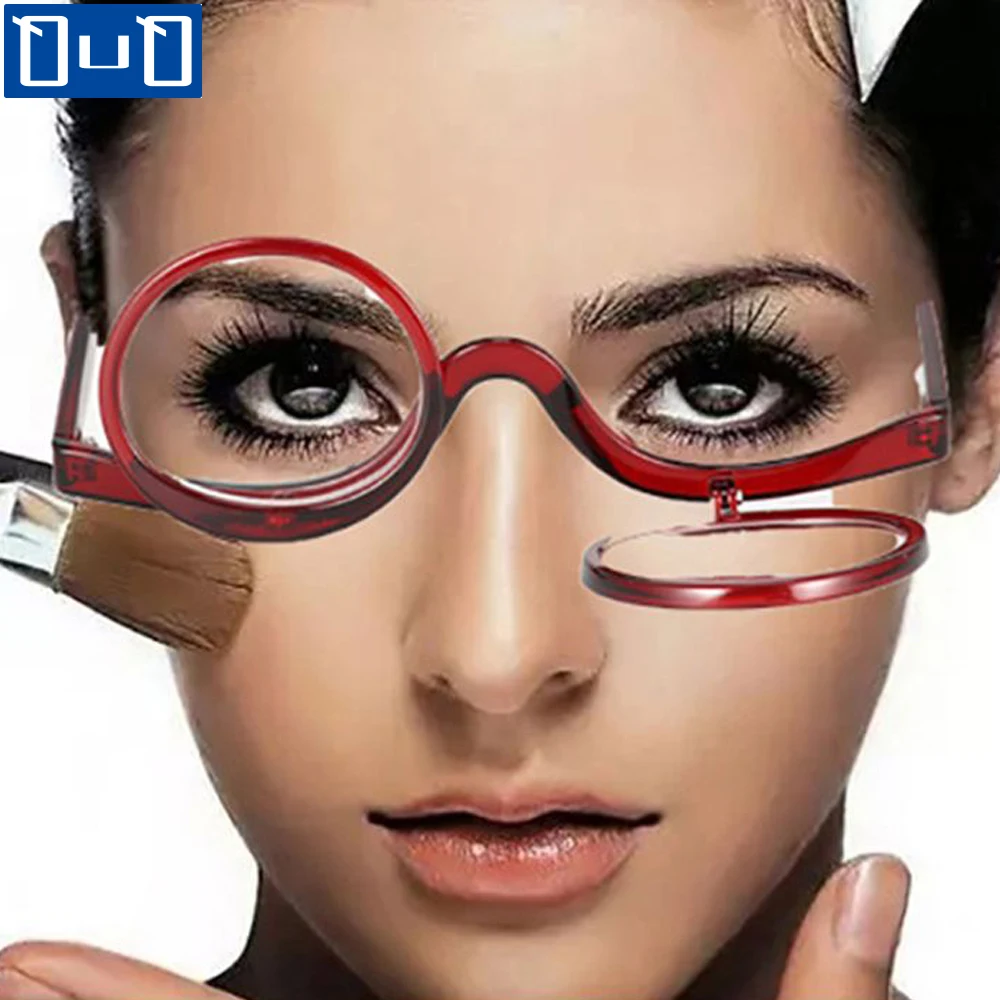 Magnifying Eyeglasses For Makeup,Magnifying Makeup Glasses,Single Lens  Rotatable Fashionable Eye Make Up Glasses Flip Down Makeup Glasses for