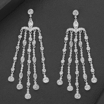 

GODKI Long Tassels Dangle Earring for Women Wedding Full Cubic Zirconia Dubai Bridal Earring UAE Party Fashion Jewelry
