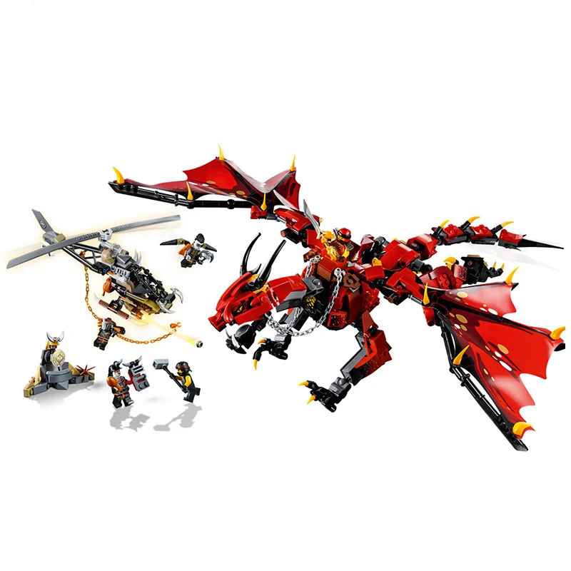 

Ninja Red Dragon Firstbourne Hunter Copter Building Blocks with Figures Compatible Ninjagoes Brick DIY Toys for Christmas Gifts