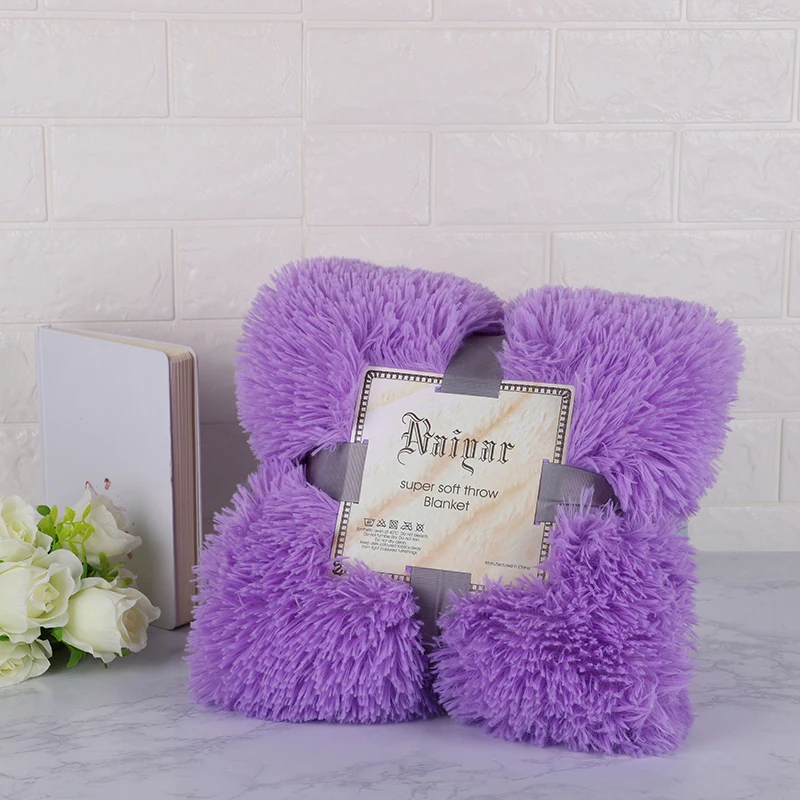 Мягкий мех плед на диване длинный мохнатый пушистый мех искусственная кровать диван одеяло s теплый уютный с пушистым шерпа - Цвет: purple