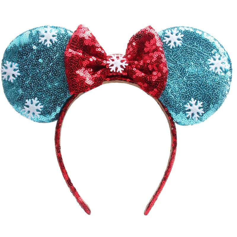 Sequin Minnie Mouse Headband Child Girl Hair Accessories Hairs Bows Headwear Performance Mickey Party Decoration Christmas Gifts