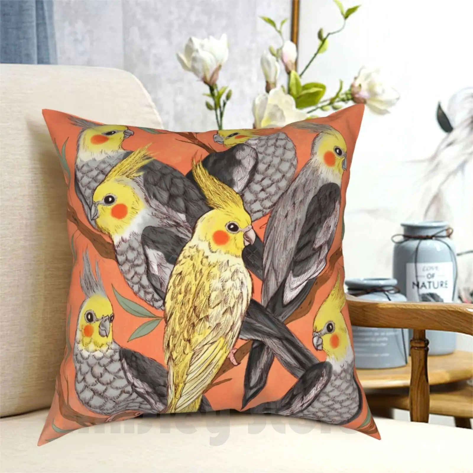 

Cockatiel Fun Pillow Case Printed Home Soft DIY Pillow cover Cockatiel Australia Australian Bird Birds Nature Firerabbit