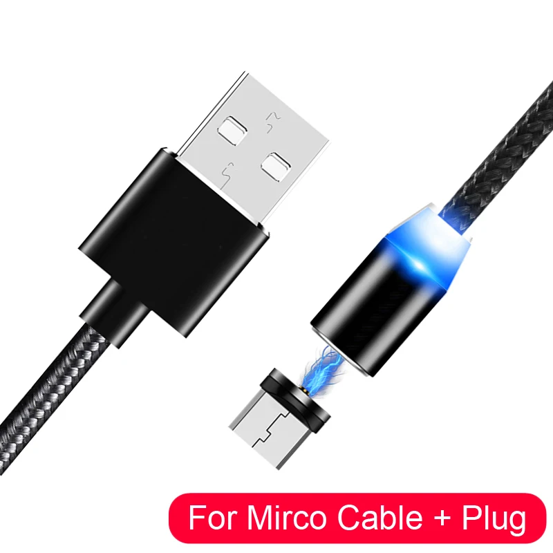 1 м 2 м Магнитный кабель Micro Usb type C Быстрая зарядка Microusb type-C Магнитный зарядный провод USB C для iPhone 11 X Xr Xs 7 usb кабель - Color: Black Micro Cable