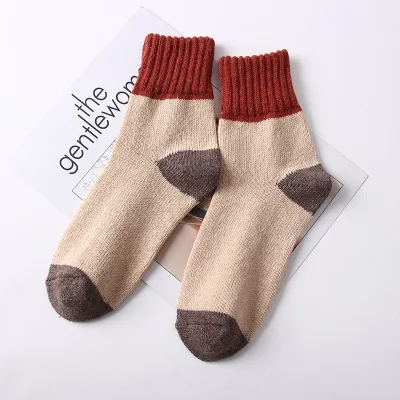 Новые осенние зимние теплые шерстяные забавные носки женские Харадзюку толстые модные цветные хлопковые носки контрастные цвета высокое качество - Цвет: 3