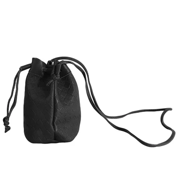 

Ladies Fashion Crossbody Bag Wild Solid Color Trend Drawstring Bucket Shoulder Bag Practical Leather Crossbody Bag