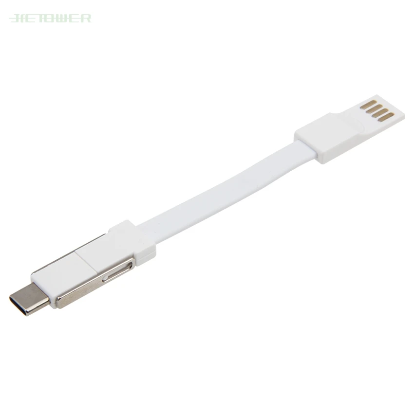 100 шт/партия 3 в 1 USB кабель плоский провод с кольцом для ключей для IPhone Быстрый зарядный кабель для sony Micro usb type C кабели зарядный шнур - Цвет: Белый