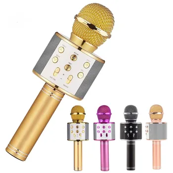 

Professional Bluetooth Microphone Wireless Karaoke Speaker Music Player Singing Mic Recorder Handheld Microphone Mic KTV 1800Mah