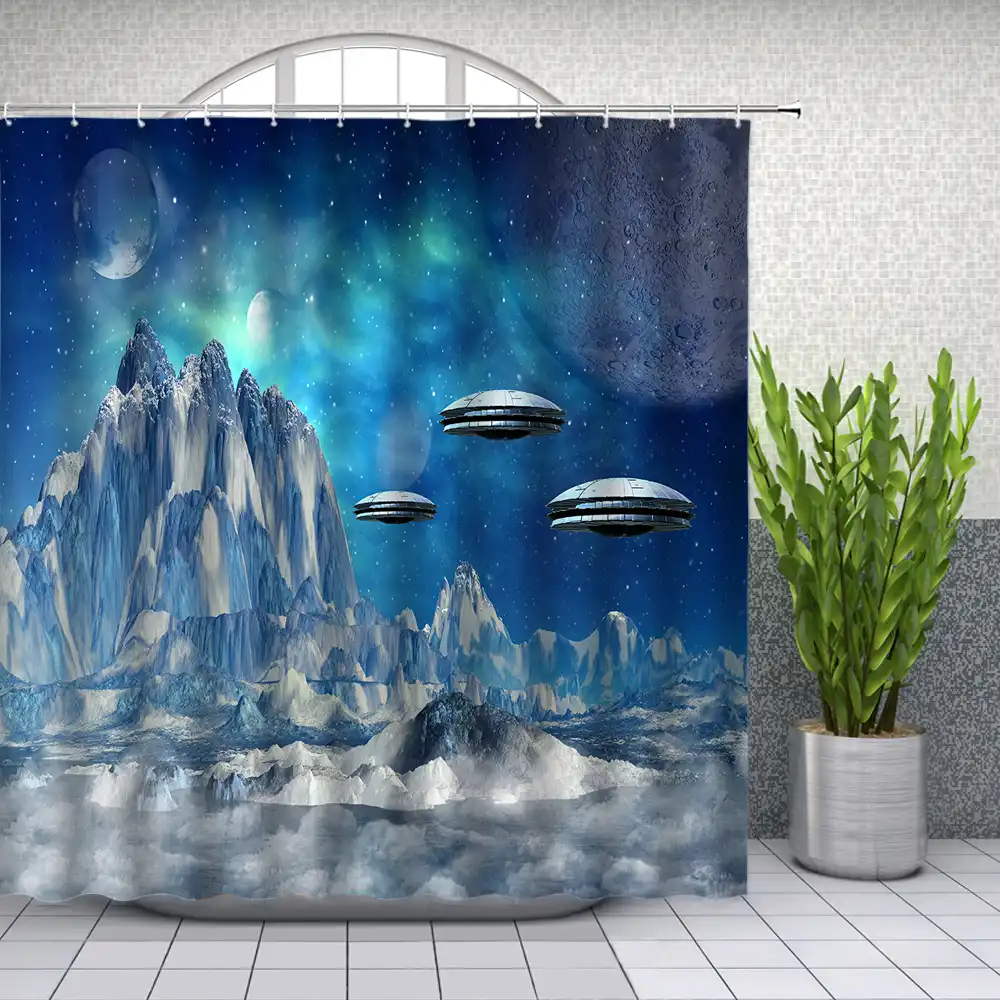 Science Fiction Themed Shower Curtainsuniverse Spaceship Dream Starry Sky Bathroom Decor Waterproof Cloth Curtain Set Cheap Shower Curtains Aliexpress