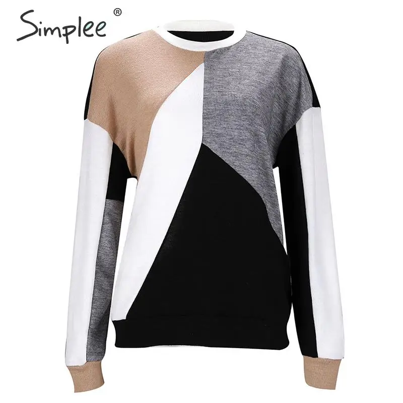 Ceny Simplee patchworkowy w stylu casual swetry sweter z dzianiny o neck z długim rękawem kobiet sweter 2019 anglia panie elegancki ciepły zimowy sweter