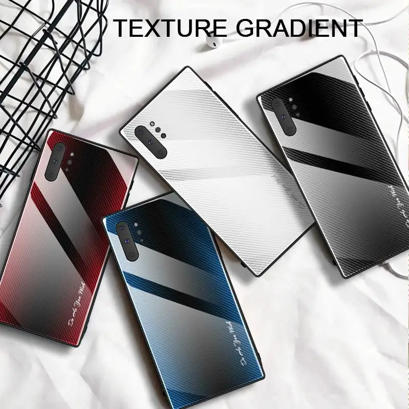 

Stripes Gradient Glass Case For Samsung Galaxy Note 10 Pro 9 8 A90 A80 A70 A50 A50S A30 A10 S10E S10 5G S9 S8 Plus Fashion Cover