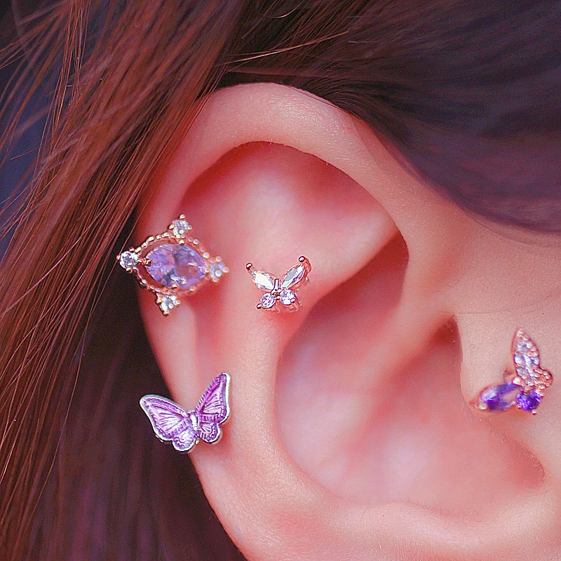 16g 3mm Flat back labret stud earring 