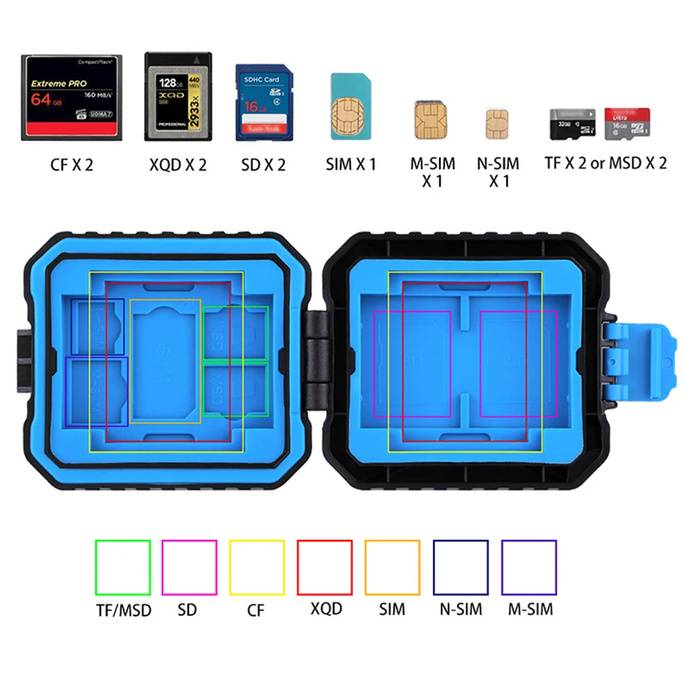 anti shock Black 11 cards room Waterproof CF TF SD Card Memory Card Storage Case 5 5
