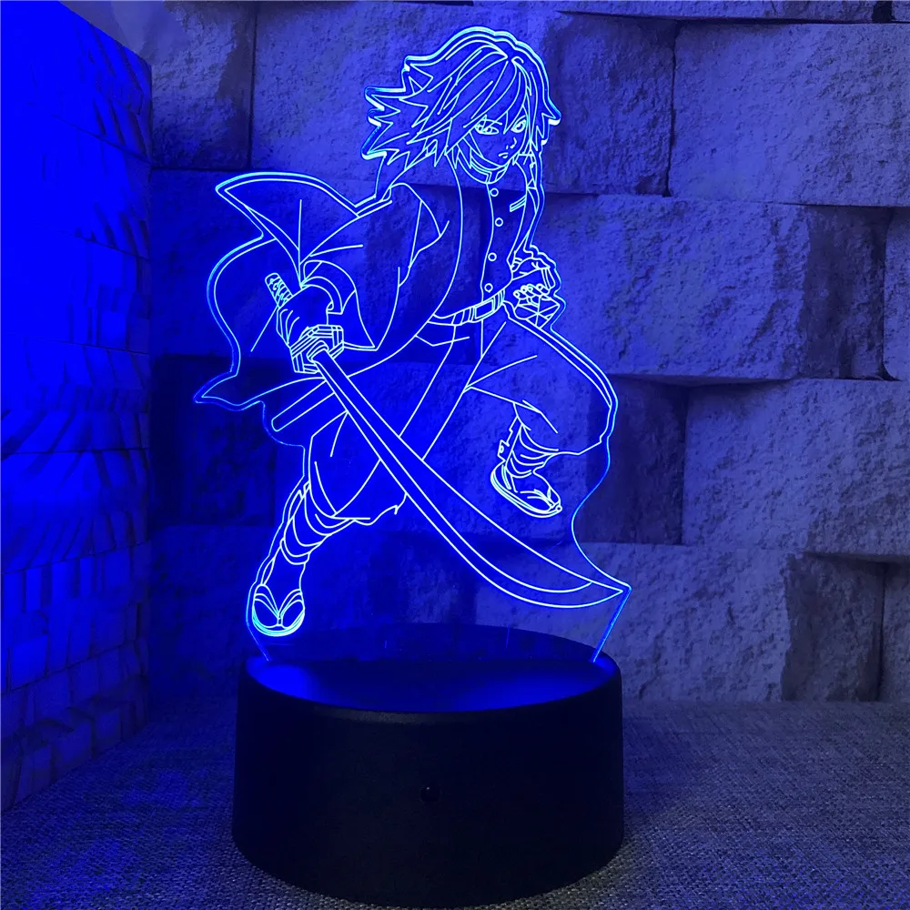 Acrylic Led Night Light Anime Demon Slayer Agatsuma Zenitsu Figure for Kids Child Bedroom Decor Cool Kimetsu No Yaiba Lamp Gift star night light Night Lights