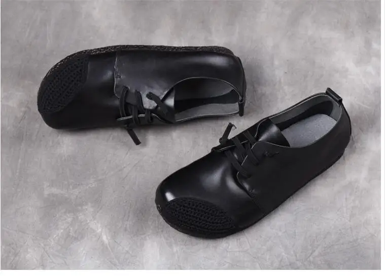 Autumn Casual Flat Shoe Genuine Leather Loafers Mother Pregnant Women Shoe Female Women Flats comfortable handmade Shoes