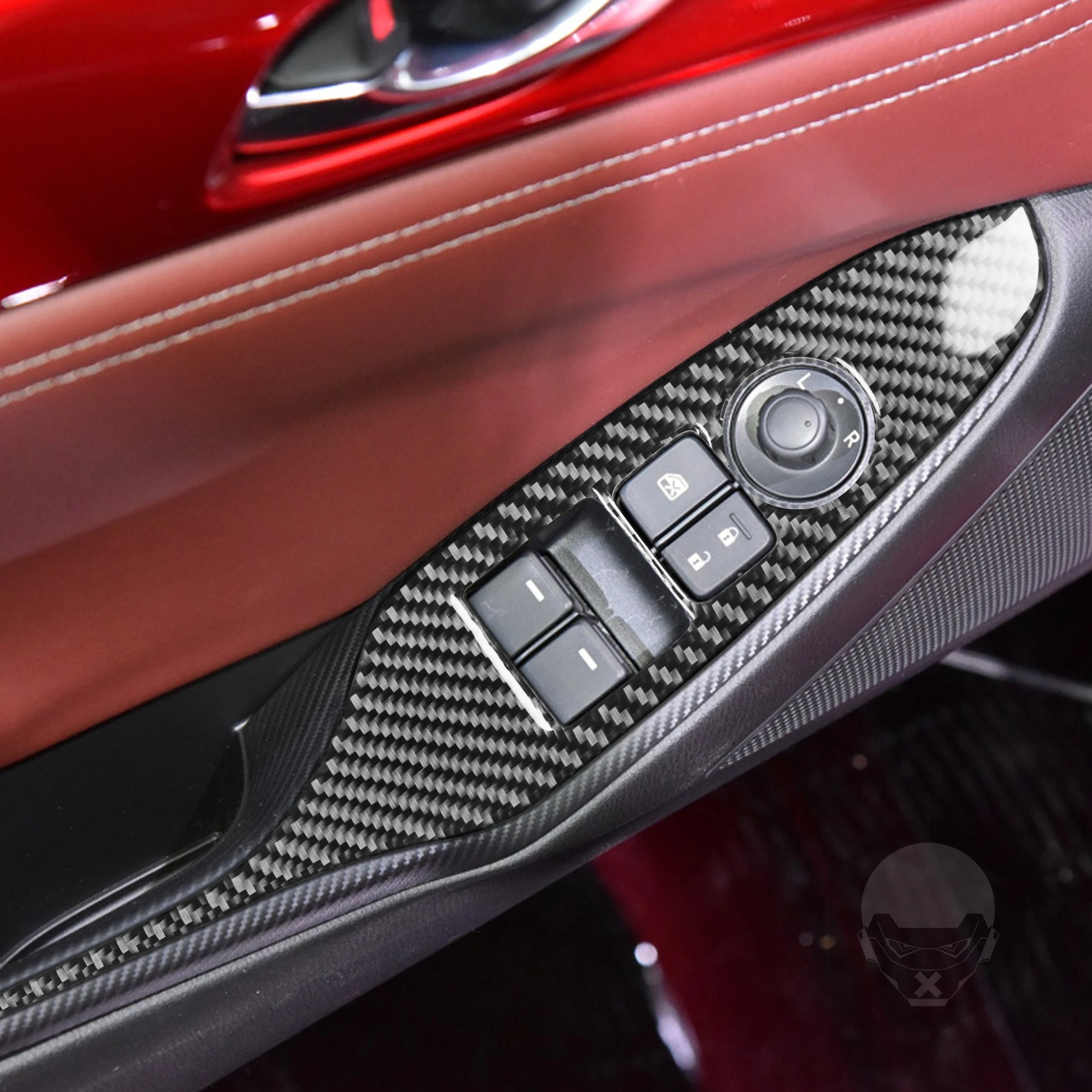 CF Car Driver Side Dash Board Switch i-Stop Button Panel Cover Sticker Decoration Carbon Fiber Interior Accessories for Mazda MX-5 Miata ND Roadster 2016-2021 CX-4 CX-5 for Mazda 3 Atenza Axela 