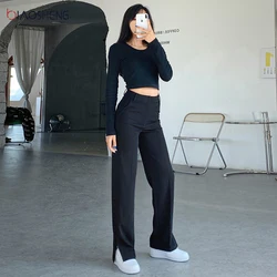 Pantalon Taille Haute Coupe Ample pour Femme, Modèle Évasé à la Mode, Grande Longueur, Style Décontracté, Patte d'Éléphant, Grandes Tailles 