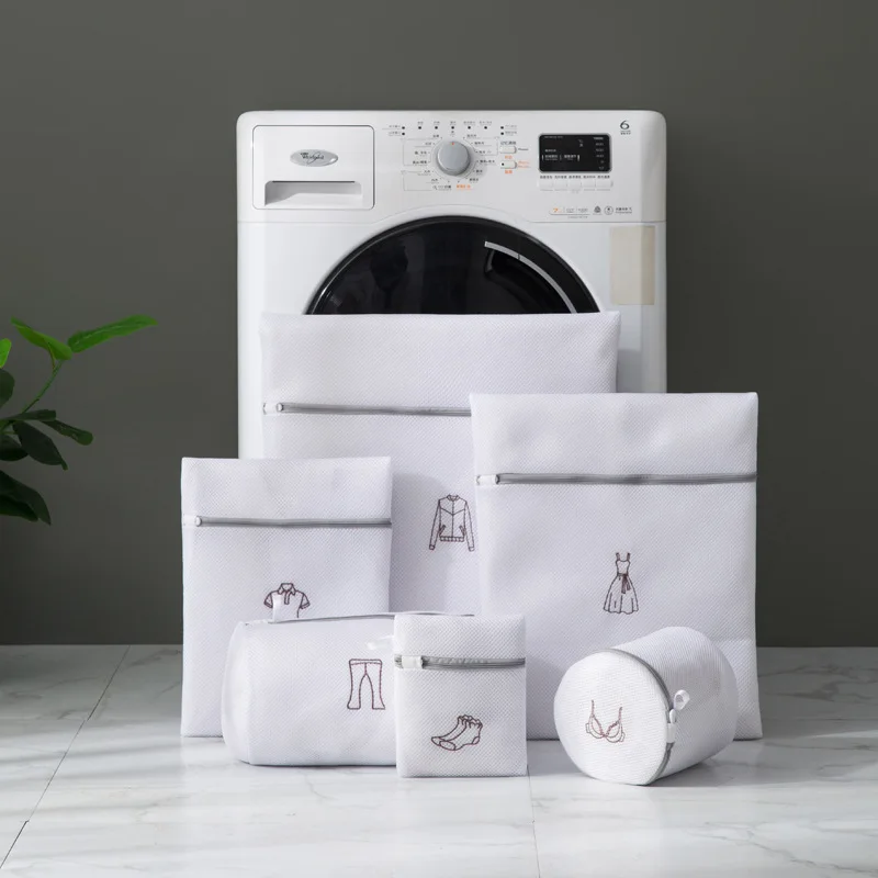 Embroidery Laundry Bags for Washing Lingerie Clothes, High Quality Mesh Laundry Wash Bag, Storage Underwear Sock Washing Pouch